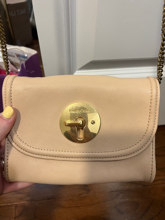 See By Chloe Handbags - See By Chloe Nude Leather Crossbody with Gold Turn-Lock